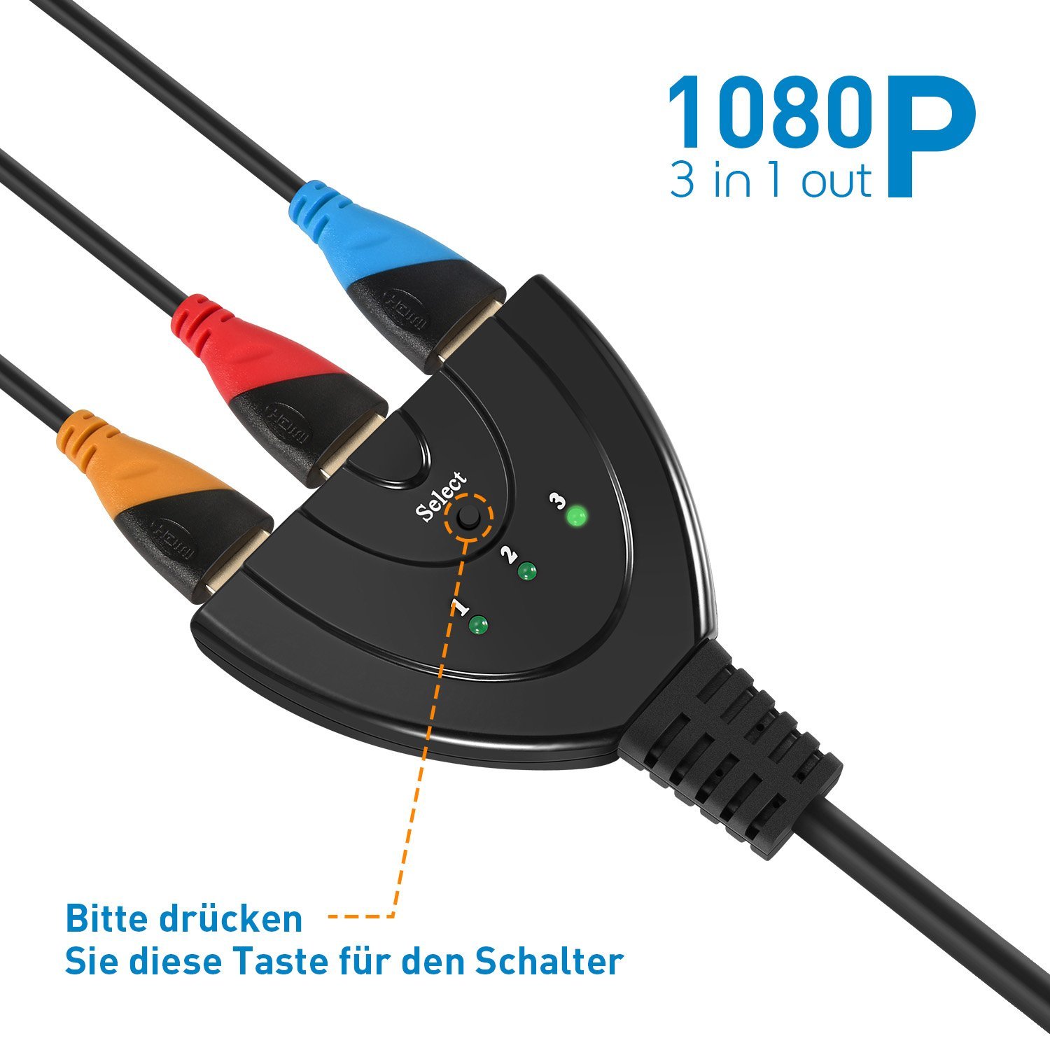 Huanuo HDMI Adapter 3 in/1 out Switch Splitter für HDTV