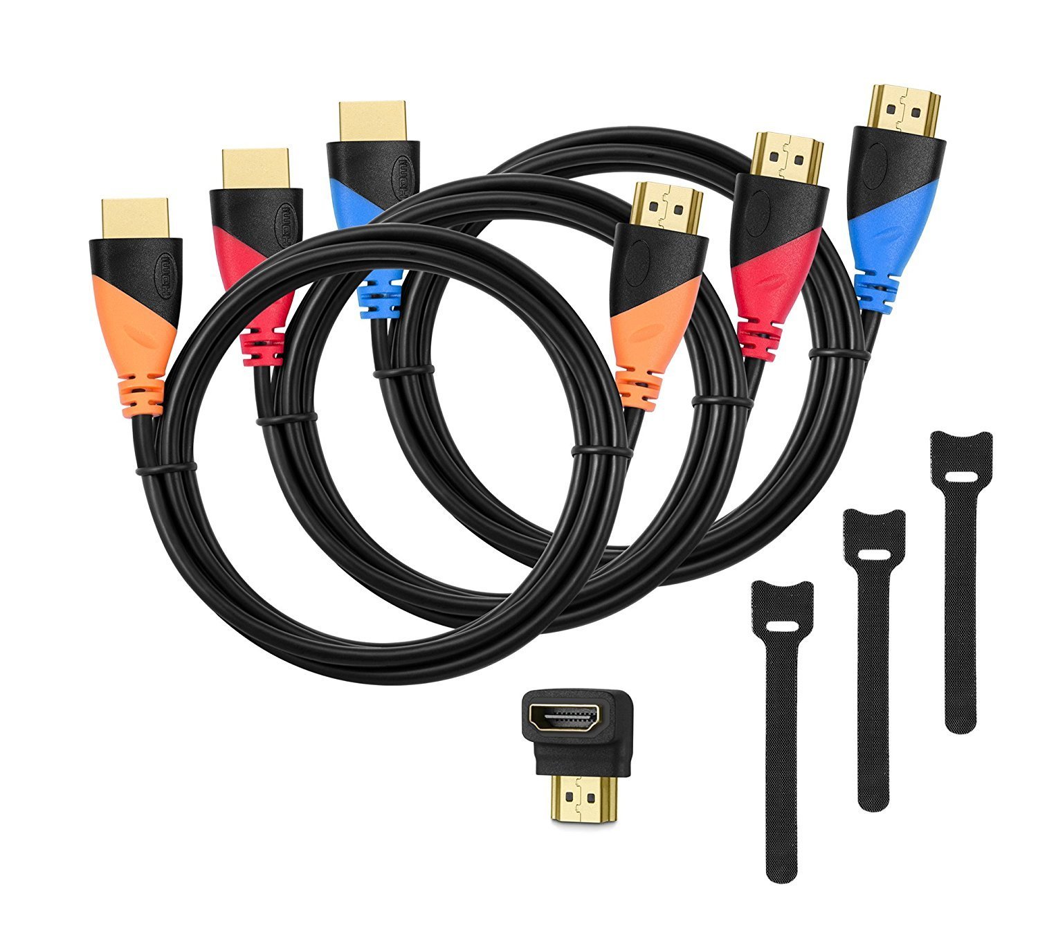 HDMI Kabel 3 Pack 1.8m (L) mit 90 Grad Winkel Adapter