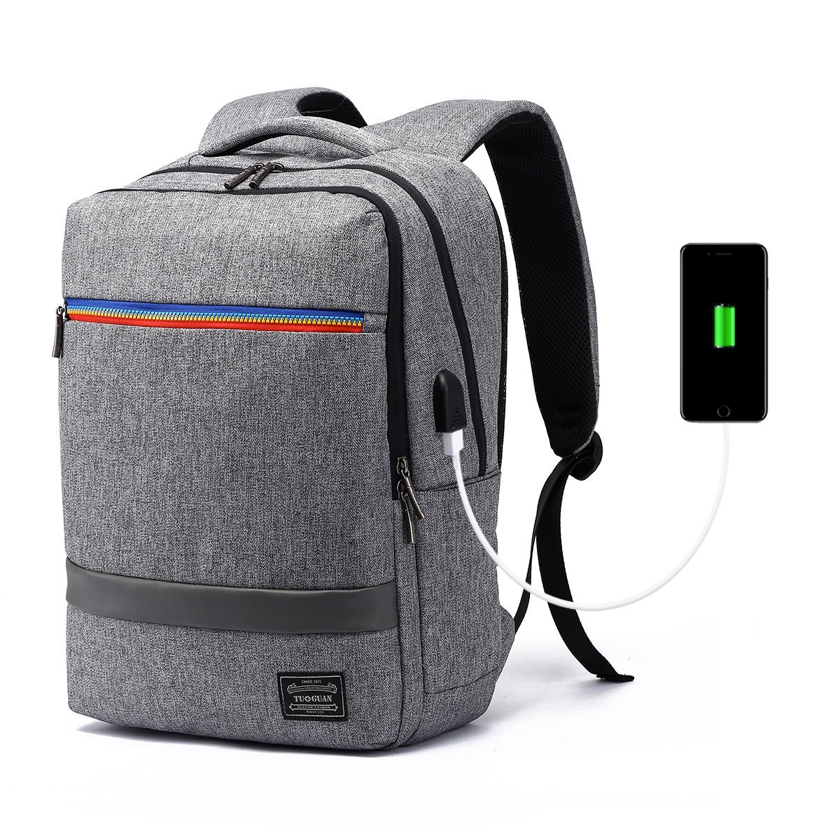 Laptop Rucksack Damen Herren Notebook Business Tasche mit USB Kabel
