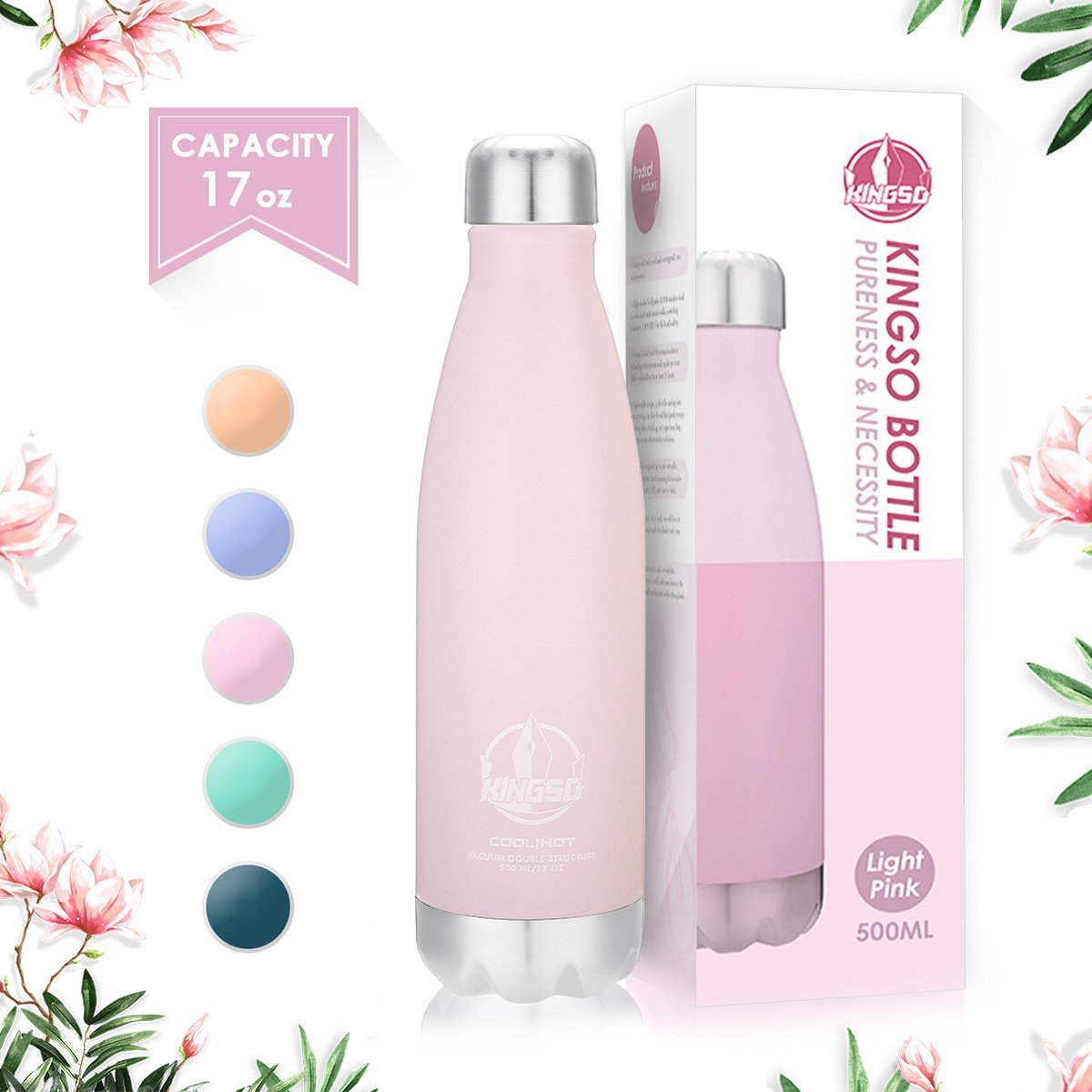 KINGSO Trinkflasche Sportflasche Edelstahl